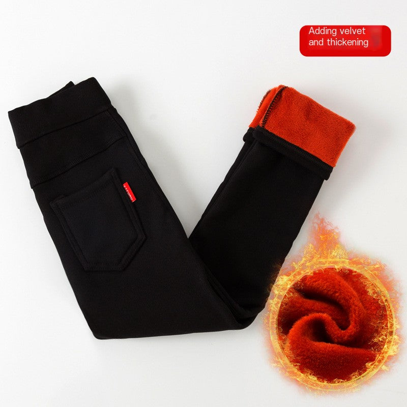 Girls’ Winter Fleece-Lined Leggings – High-Waist Warm Korean-Style Kids Leggings, 7 Colors, 100–150cm