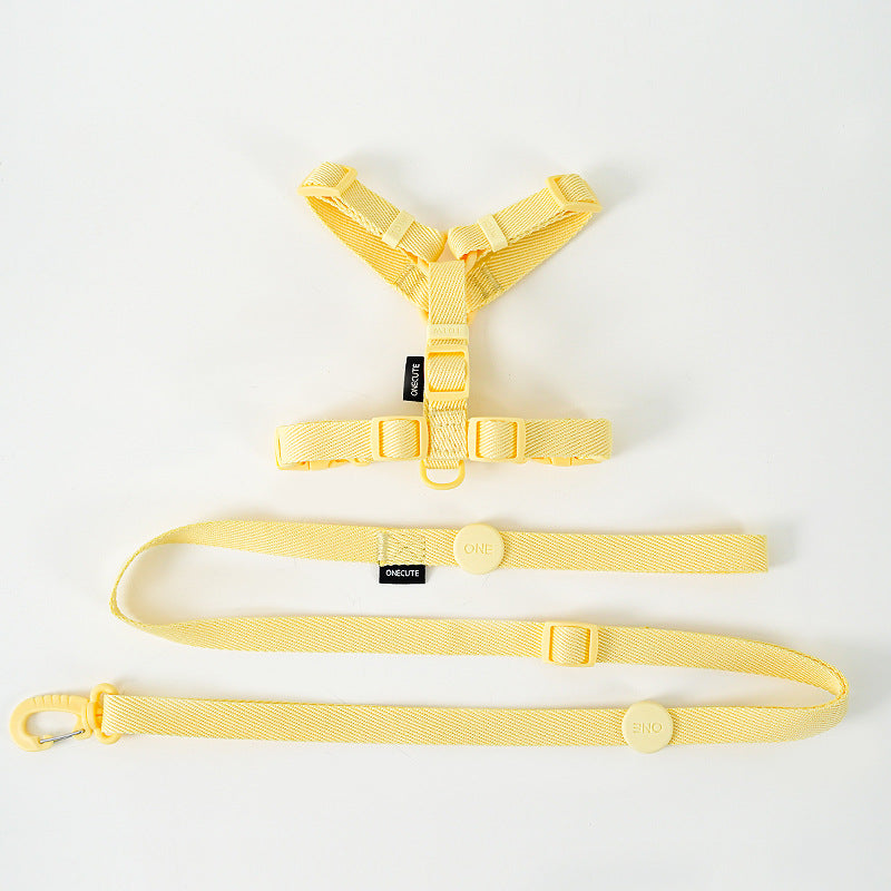Korean Macaron H-Type Pet Harness & Leash Set – Adjustable Nylon Harness for Cats & Dogs