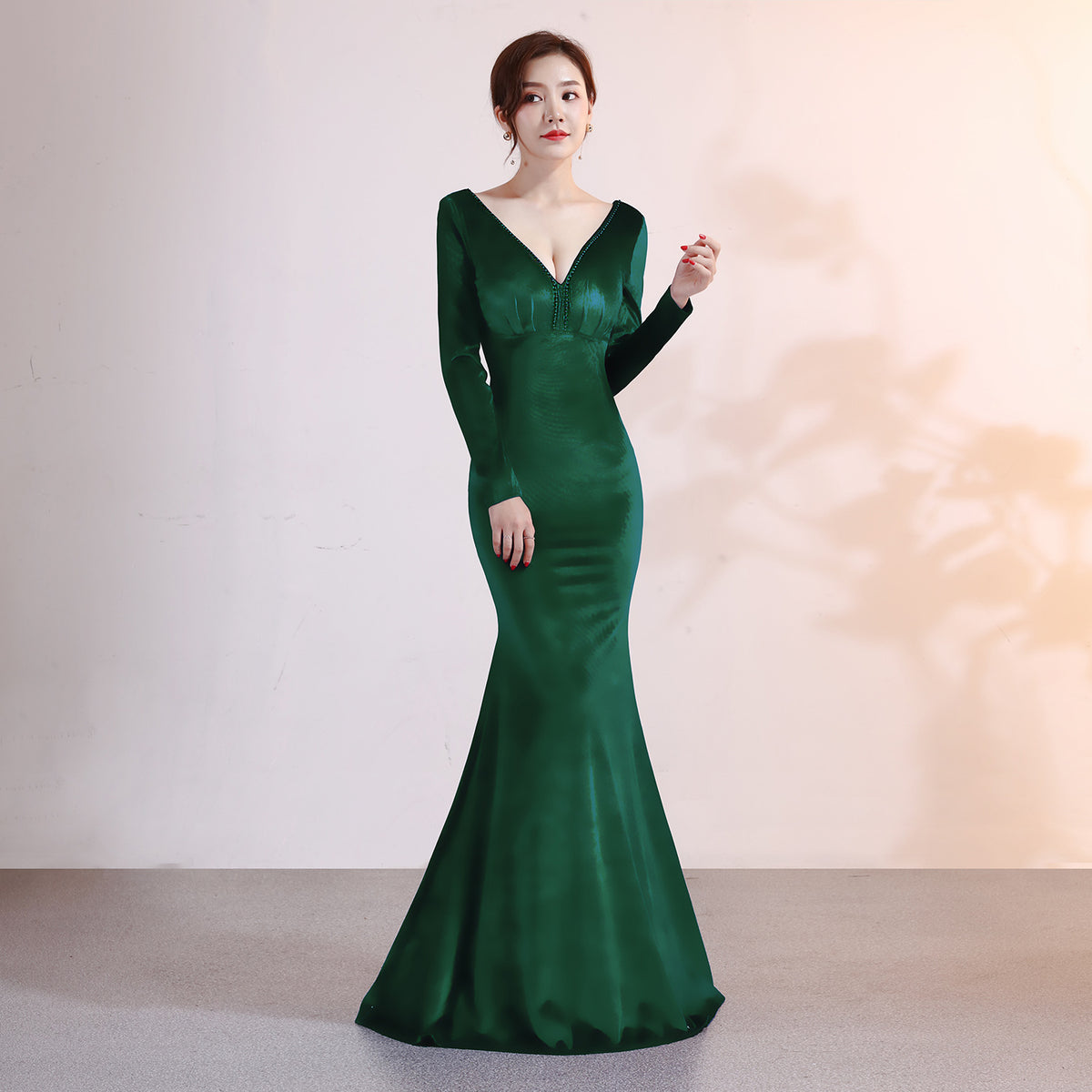 Women’s Velvet Mermaid Evening Gown – Elegant Formal Maxi Dress