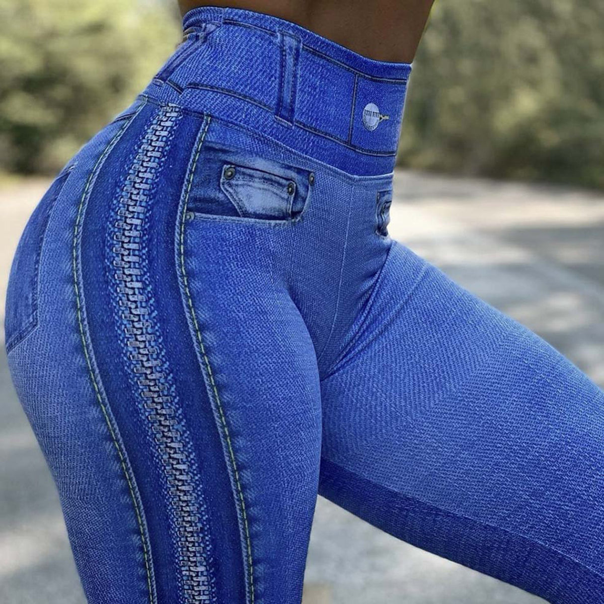 Women’s Printed Denim Yoga Pants – High-Stretch Skinny Activewear Leggings, S–3XL