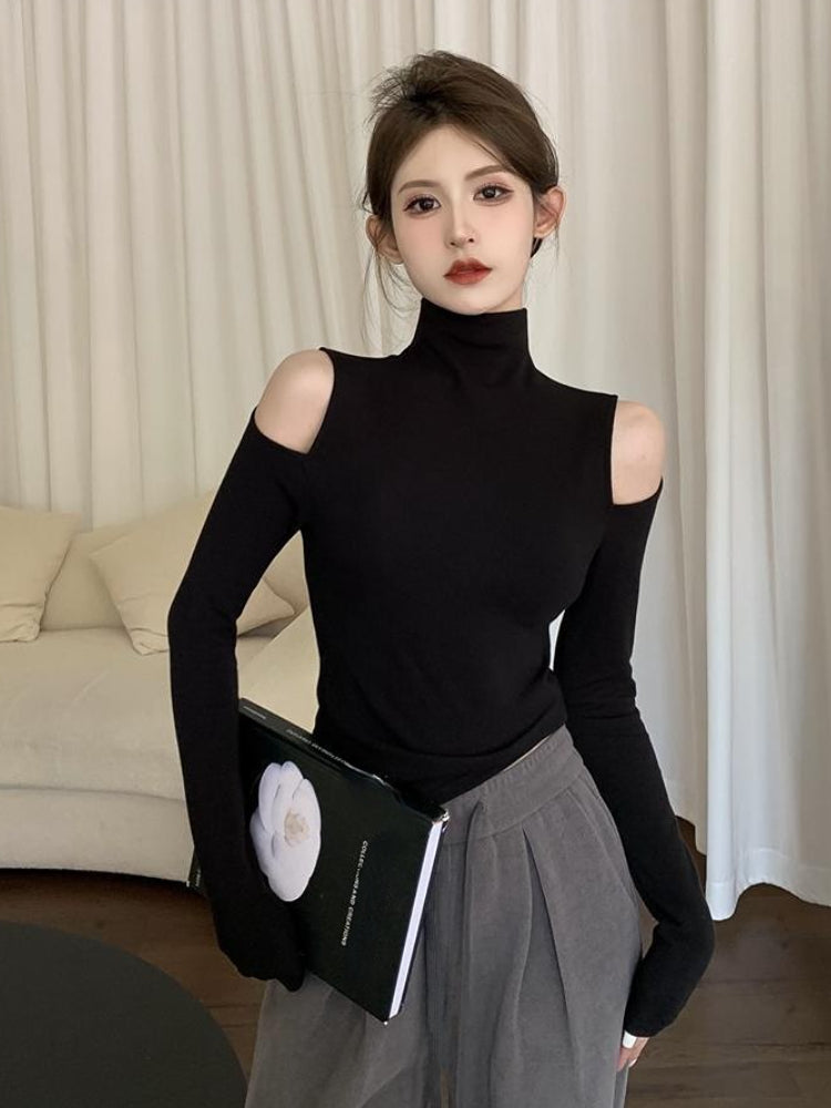Slim Long Sleeve Turtleneck T-shirt for Women