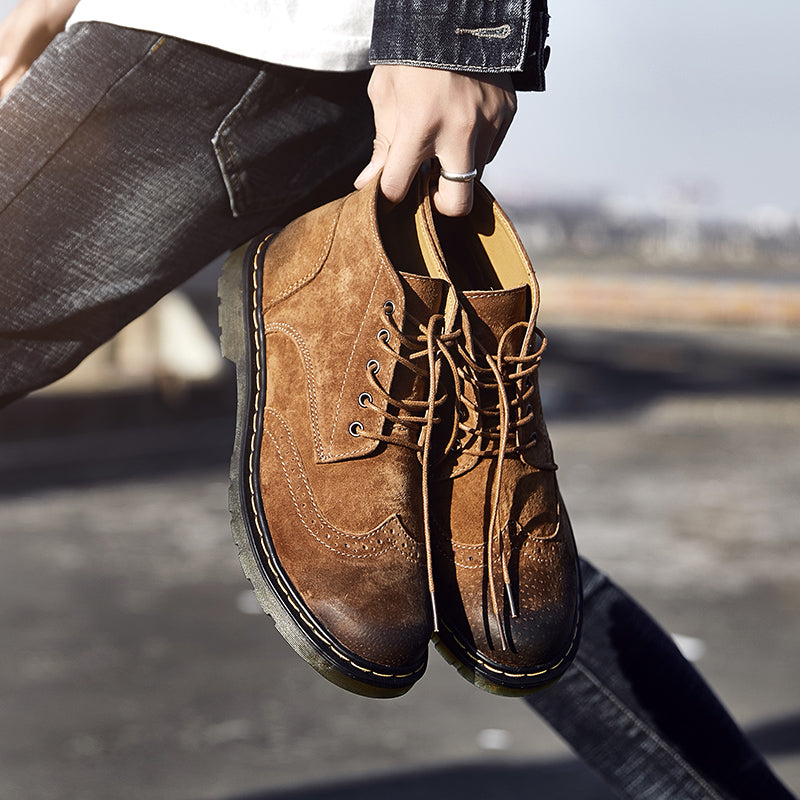 Men’s Genuine Leather Ankle Boots – Vintage Casual Fashion Footwear
