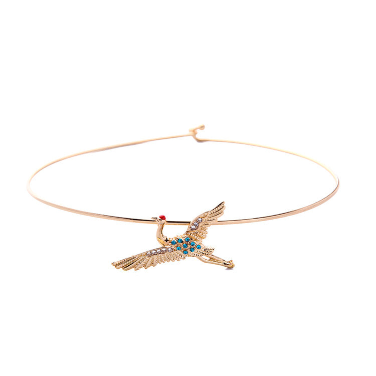 Minimalist Rhinestone Bird Alloy Choker Necklace