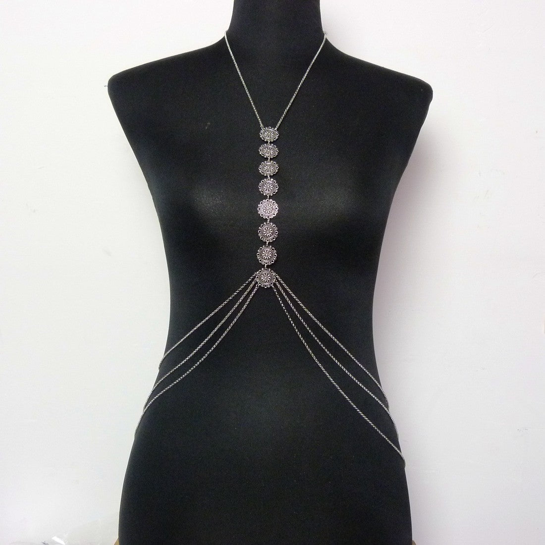 Women’s Minimalist Body Chain – Adjustable Gold & Antique Silver Waist Jewelry, 50cm Necklace + 90cm Chain