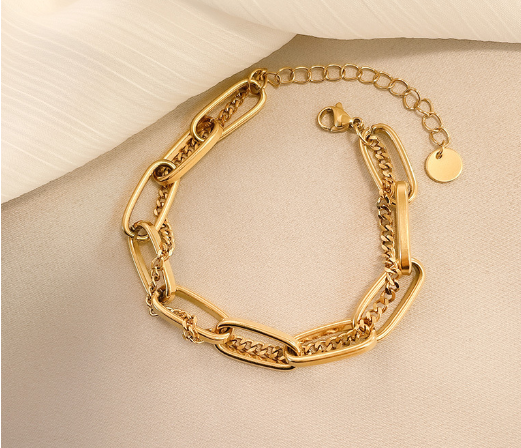 Women’s Double Layer Thick Chain Bracelet – Bold Layered Statement Jewelry