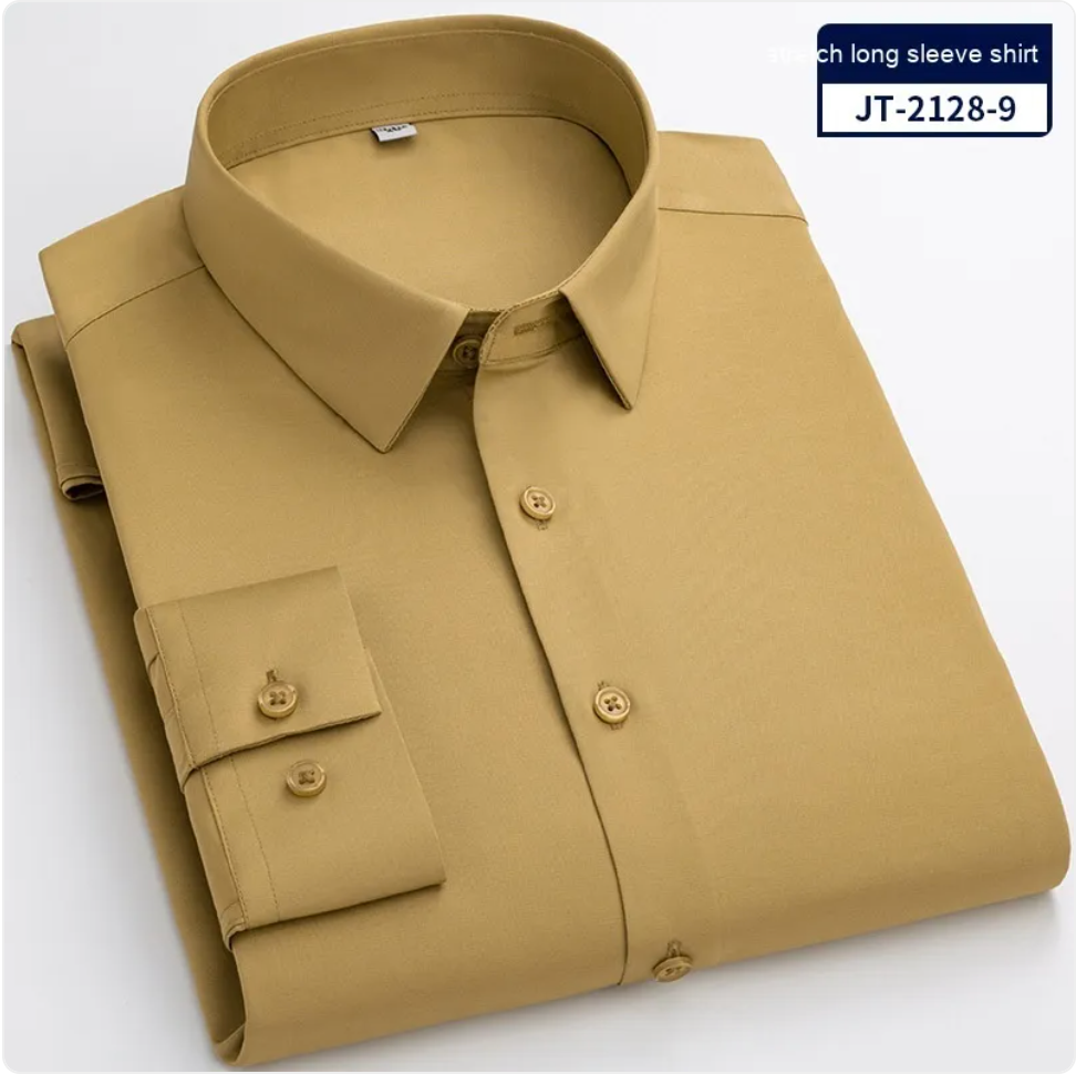 Men’s Seamless Stretch Long Sleeve Shirt – Bamboo Blend Casual Shirt, Sizes 38–46