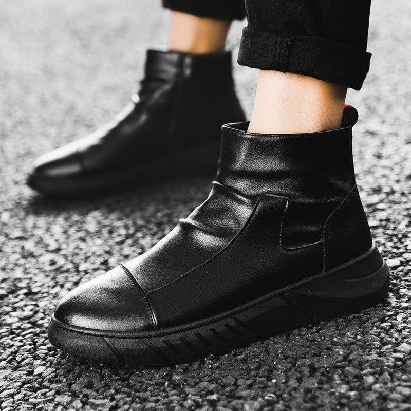 Men’s High-Top Leather Military Boots – Rugged Lace-Up Combat Footwear