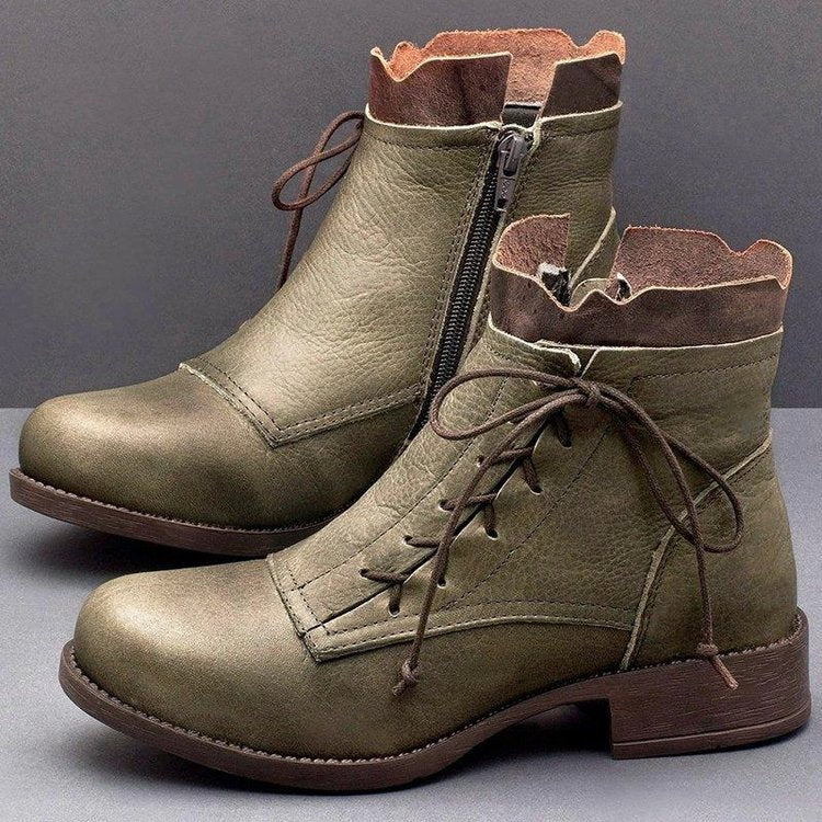 Vintage Lace Low Heel Boots