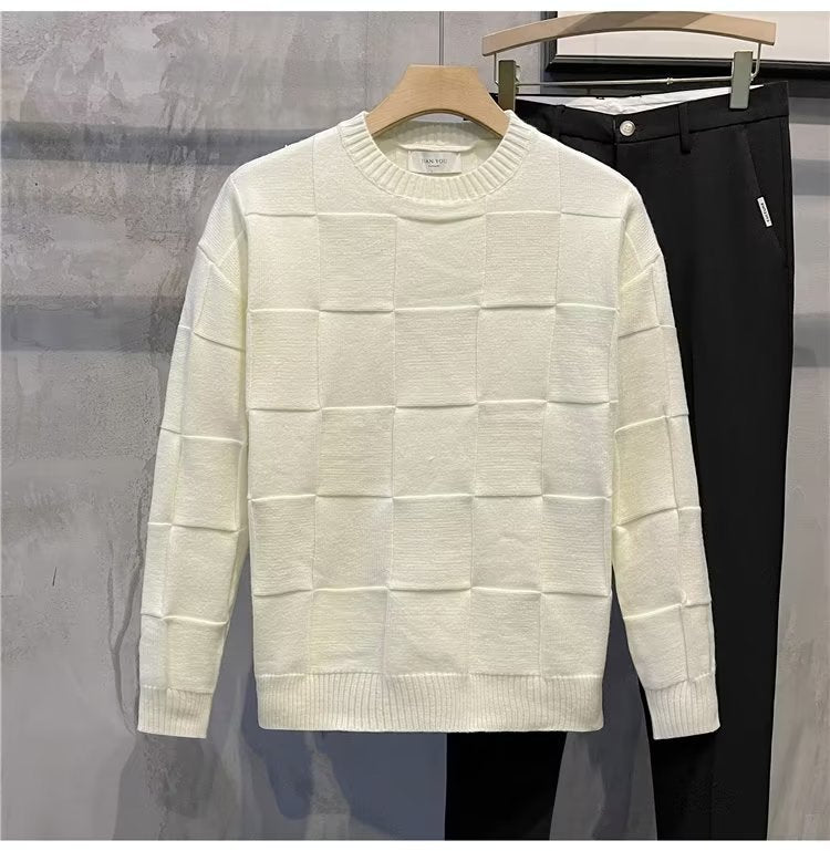 Men’s Rabbit Fur Round Neck Sweater – Thick Loose-Fit Long Sleeve Pullover, 4 Colors, M–3XL