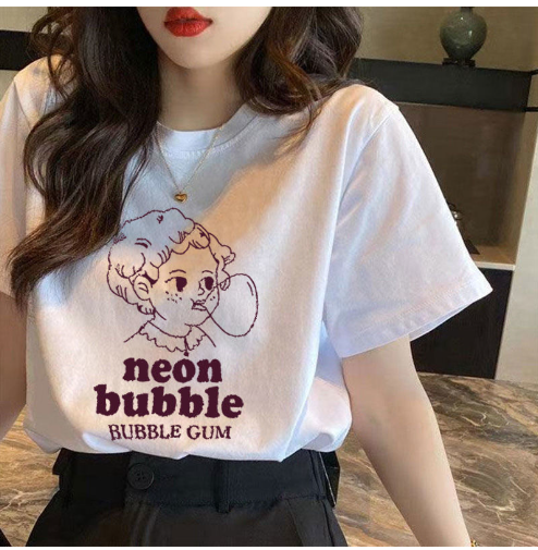 Women’s Curly Bear Oversized T-Shirt – Loose Fit Summer Graphic Tee