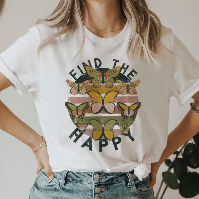 Women’s 90s Smile Letter Graphic T-Shirt – Retro Casual Short Sleeve Tee