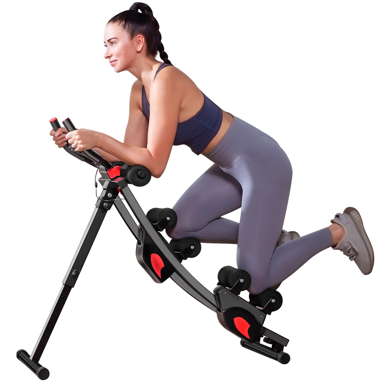 Dual-Track Ab Machine – Foldable Core & Abdominal Exercise Trainer, 4 Adjustable Heights