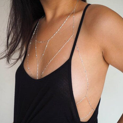 Women’s Vintage Layered Tassel Body Chain Necklace – Copper & Iron Statement Jewelry, Gold, Silver & White
