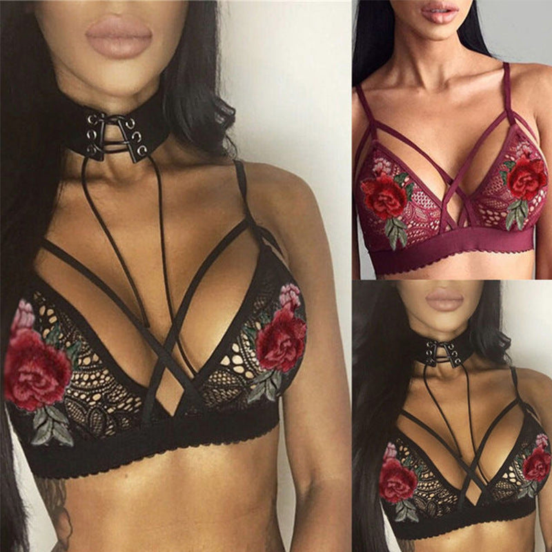 Women’s Lace Embroidered Cami Bra – Elegant Lightweight Lingerie Top
