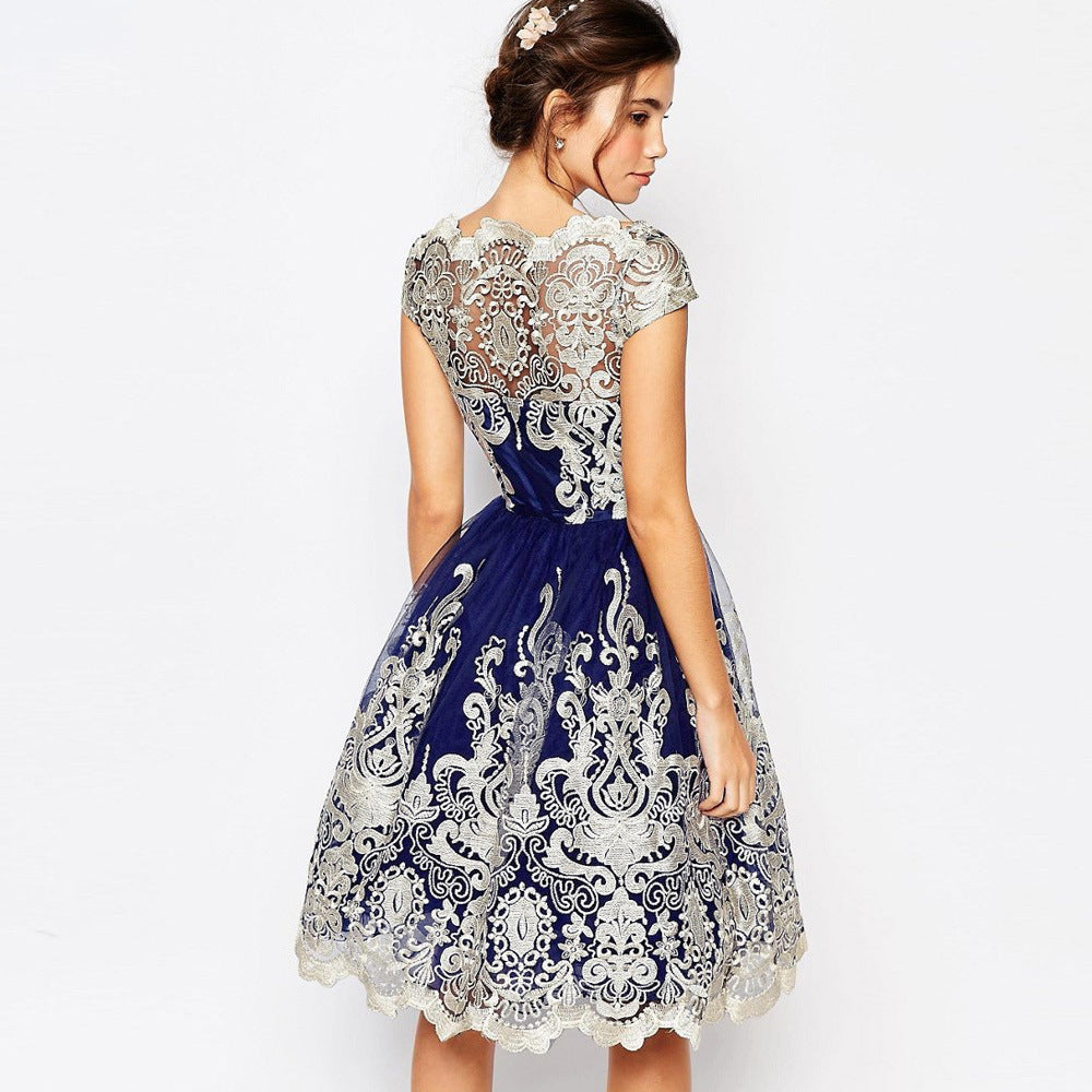 Amazon Europe Women's Embroidered Mesh Dress with Floral Hollow Detail USA