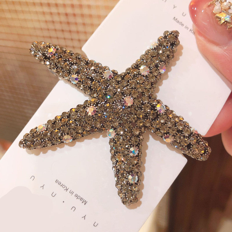 Rhinestone Starfish Hair Clip – Sparkling Ocean-Inspired Hair Accessory for Women
