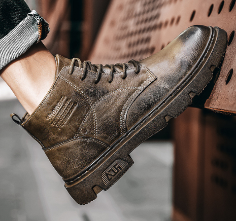 Men’s Vintage Motorcycle Boots – Trendy Rugged Casual Footwear