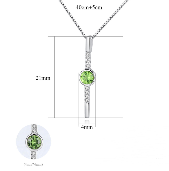 Green Crystal S925 Silver Necklace – Geometric 3A Zircon Pendant Jewelry