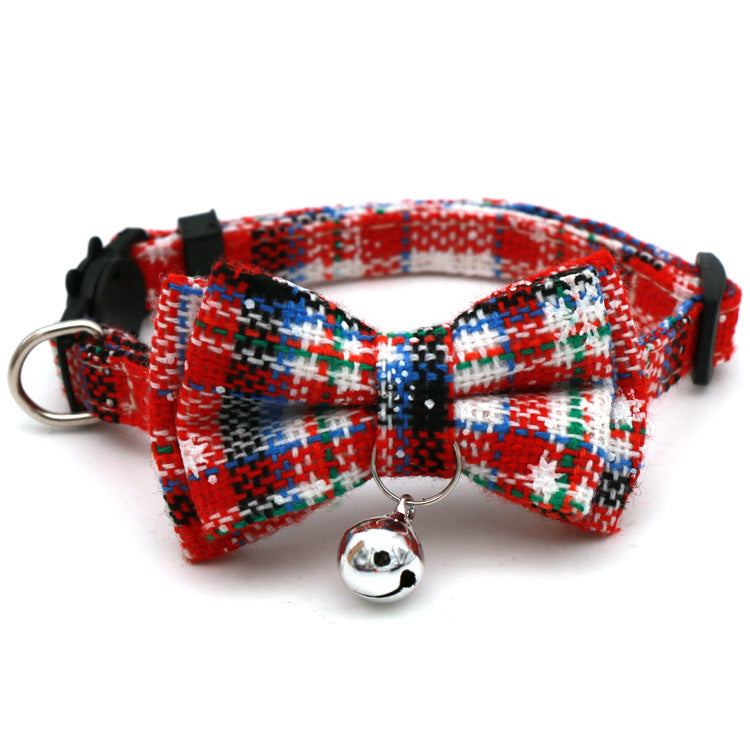 Christmas Cat Collar with Detachable Snowflake Bow – 27CM Safety Buckle Holiday Collar