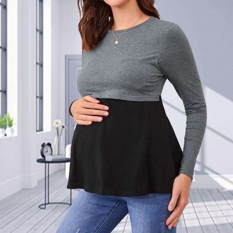 Women’s Maternity Long Sleeve Nursing Top – Breastfeeding Shirt for Moms