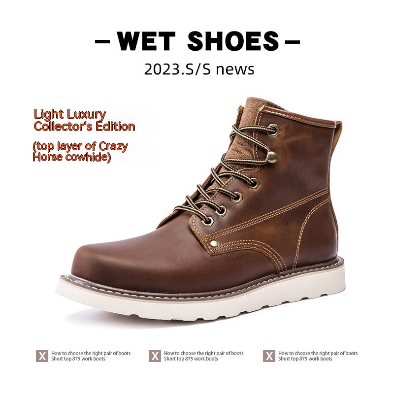 Men’s Vintage Fleece-Lined Martin Boots – Warm Winter Casual Footwear