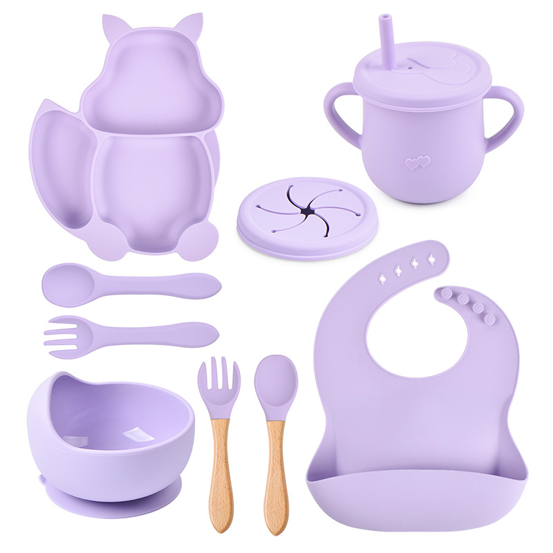 5-Piece Baby Silicone Feeding Set – Suction Bowl, Plate, Bib & Utensils