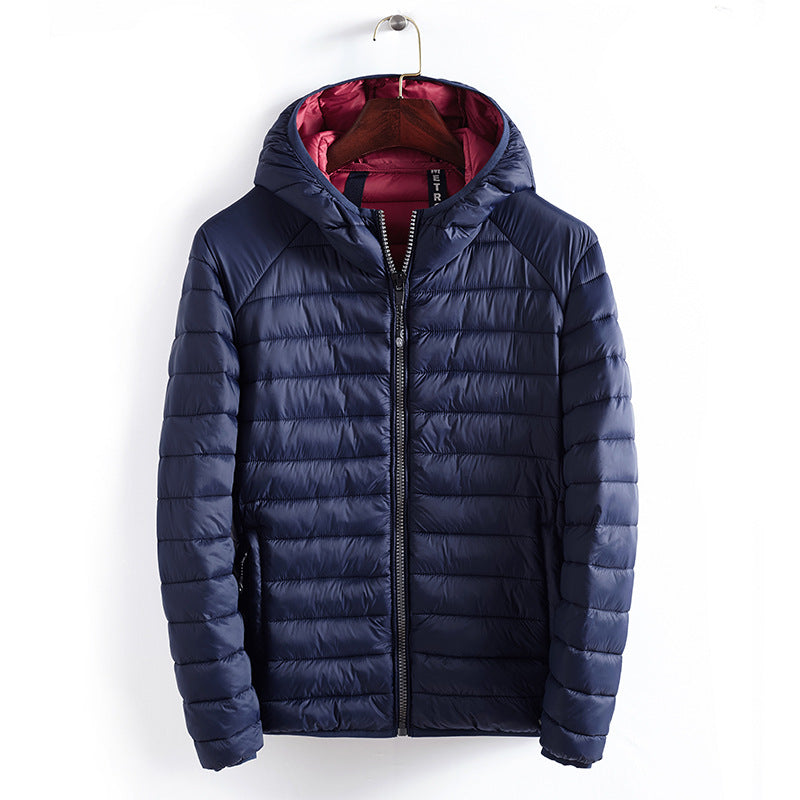 Men’s Winter Lightweight Hooded Cotton Jacket – Warm Casual Padded Coat, 3 Colors, S–3XL