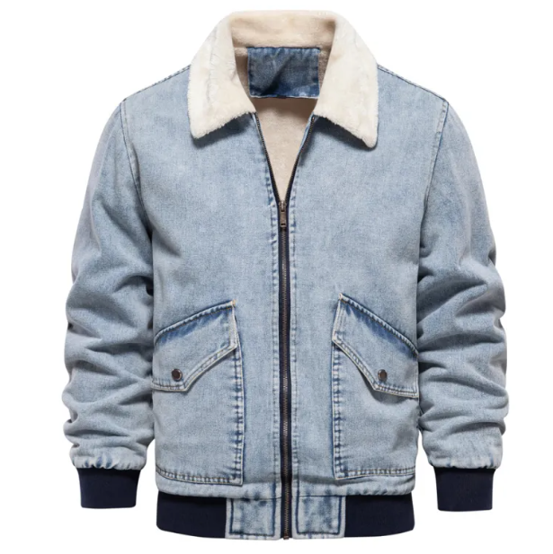 Men’s Fleece-Lined Denim Jacket – Warm Winter Outerwear – USA