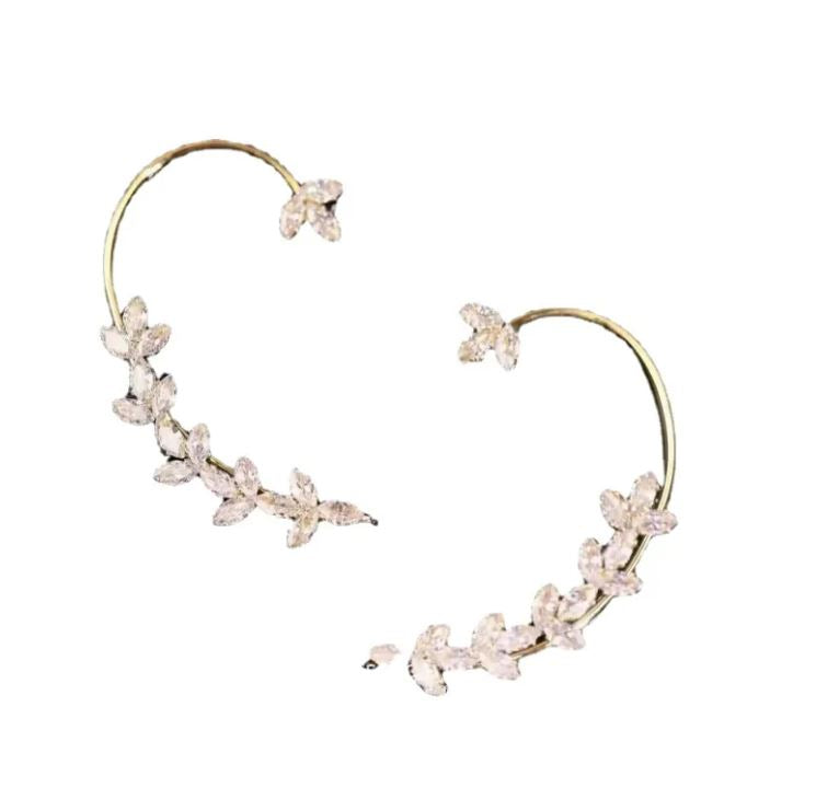 Women’s Zircon Wheat Clip-On Earrings – Elegant Non-Pierced Statement Jewelry
