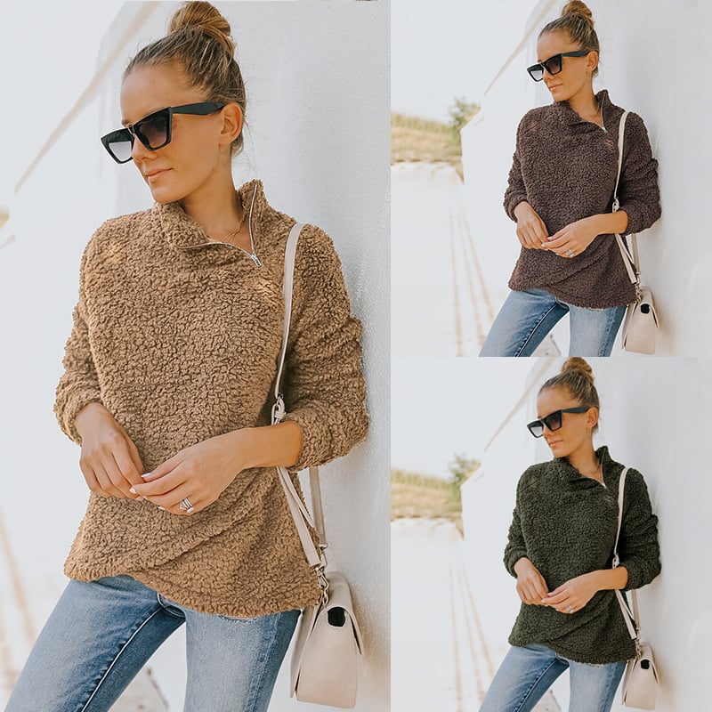 Women’s Double-Sided Fleece Sweater Coat – Soft Warm Plain Casual Outerwear, 3 Colors, S–XL