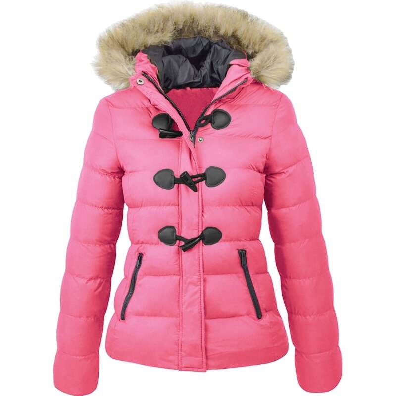 Women’s Horn Buckle Cotton Blend Coat – Mid-Length Casual Jacket, S–3XL