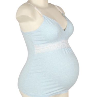 Women’s Cotton Nursing Tank Top with Lace Trim – Breastfeeding Maternity Camisole
