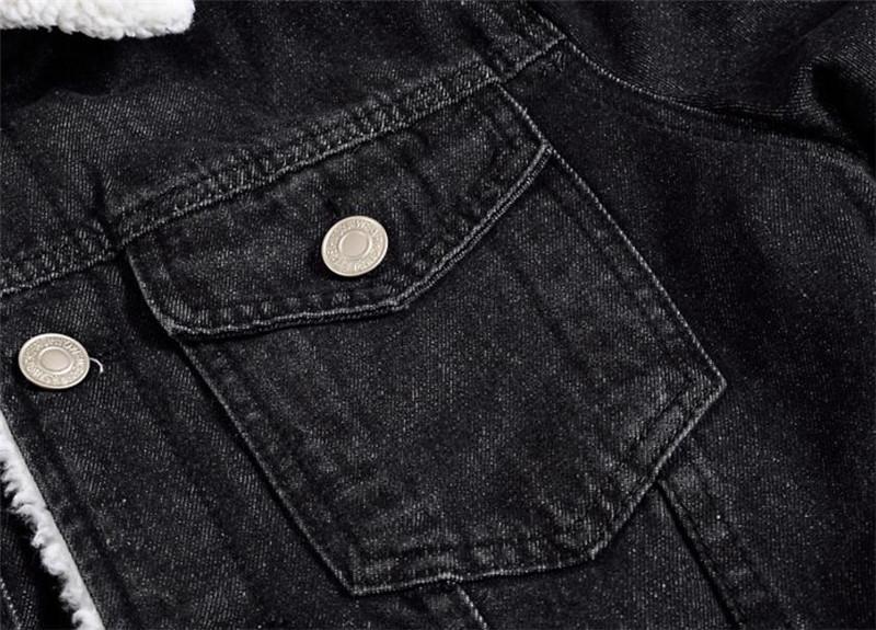Men’s Korean Style Black Slim-Fit Denim Jacket – Thick Cotton Casual Jacket
