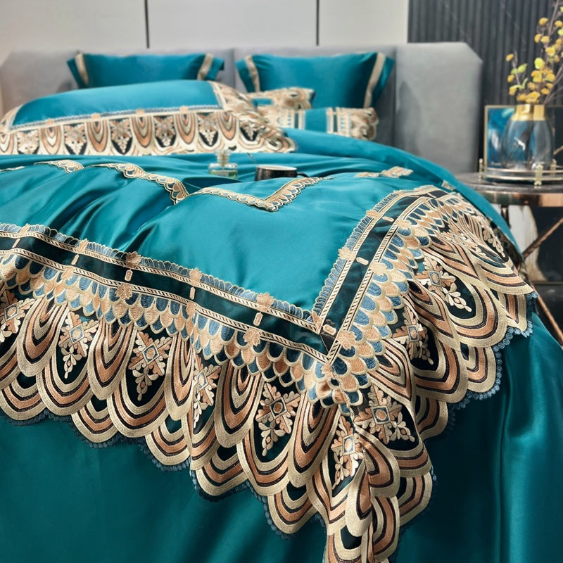 Luxury Belle Series Silk Cotton Bedding Set – 4-Piece Elegant Bed Set