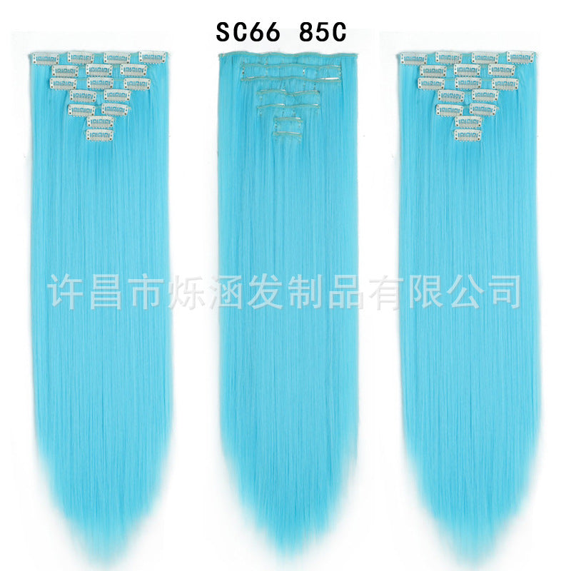7-Piece Traceless Long Straight Hair Extensions – High-Temperature Silk, 57 Colors