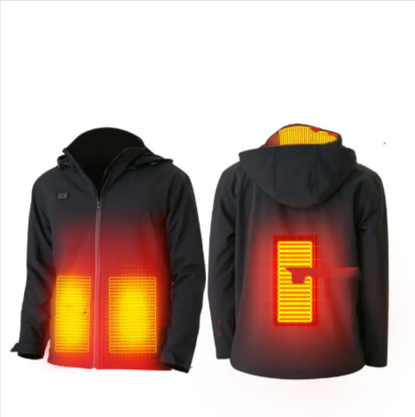 Unisex Heated Hooded Cardigan – Warm Velvet-Lined Winter Jacket with Heat Retention, Black, S–XXL
