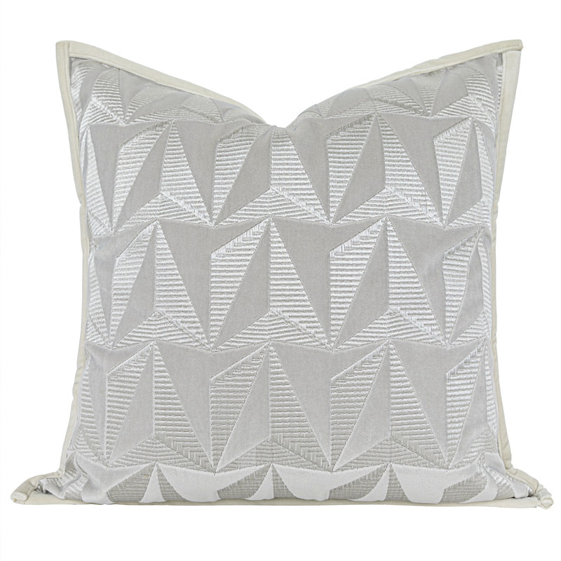 Embroidered Suede Geometric Pillow Cover – Soft 30x50cm Decorative Cushion