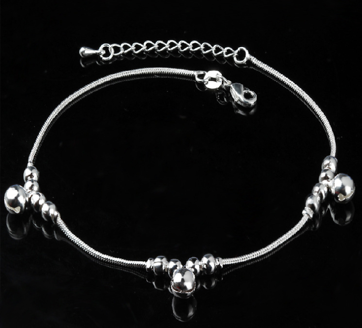 Silver Double Layer Star and Heart Charm Anklet