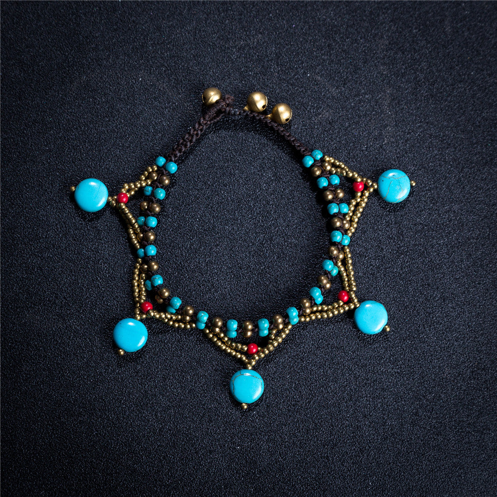 Five-Star Multicolor Turquoise Bell Anklet