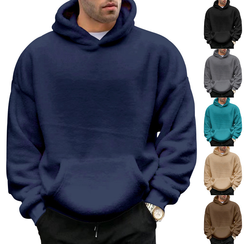 Men’s Velvet Hoodie – Soft Casual Pullover Sweatshirt, 6 Colors, S–3XL
