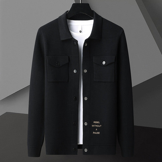 Men’s Korean Knitted Cardigan Jacket – Loose-Fit Jacquard Casual Sweater, 3 Colors, M–4XL