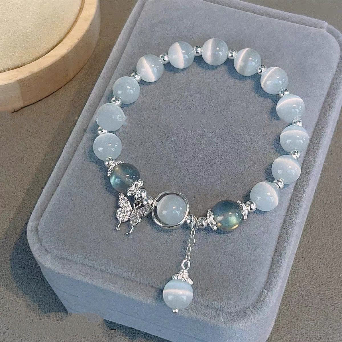 Butterfly Cat’s Eye Stone Bracelet – Elegant Electroplated Women’s Jewelry