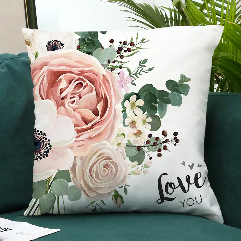 Beautiful Flower Pillow Cover – 18x18in Floral Decorative Cushion