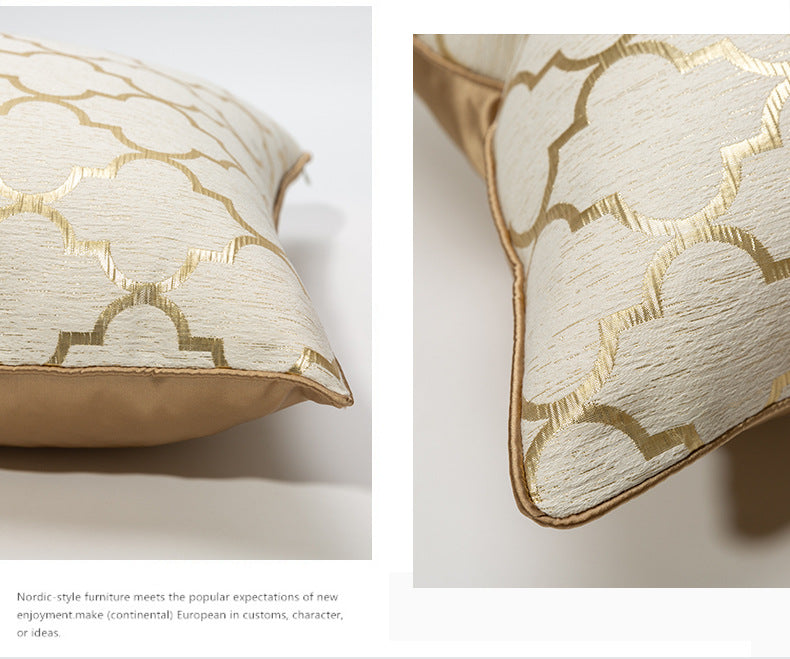 Modern Diamond Pattern Champagne Gold Pillow Cover – Elegant 45x45cm Cushion