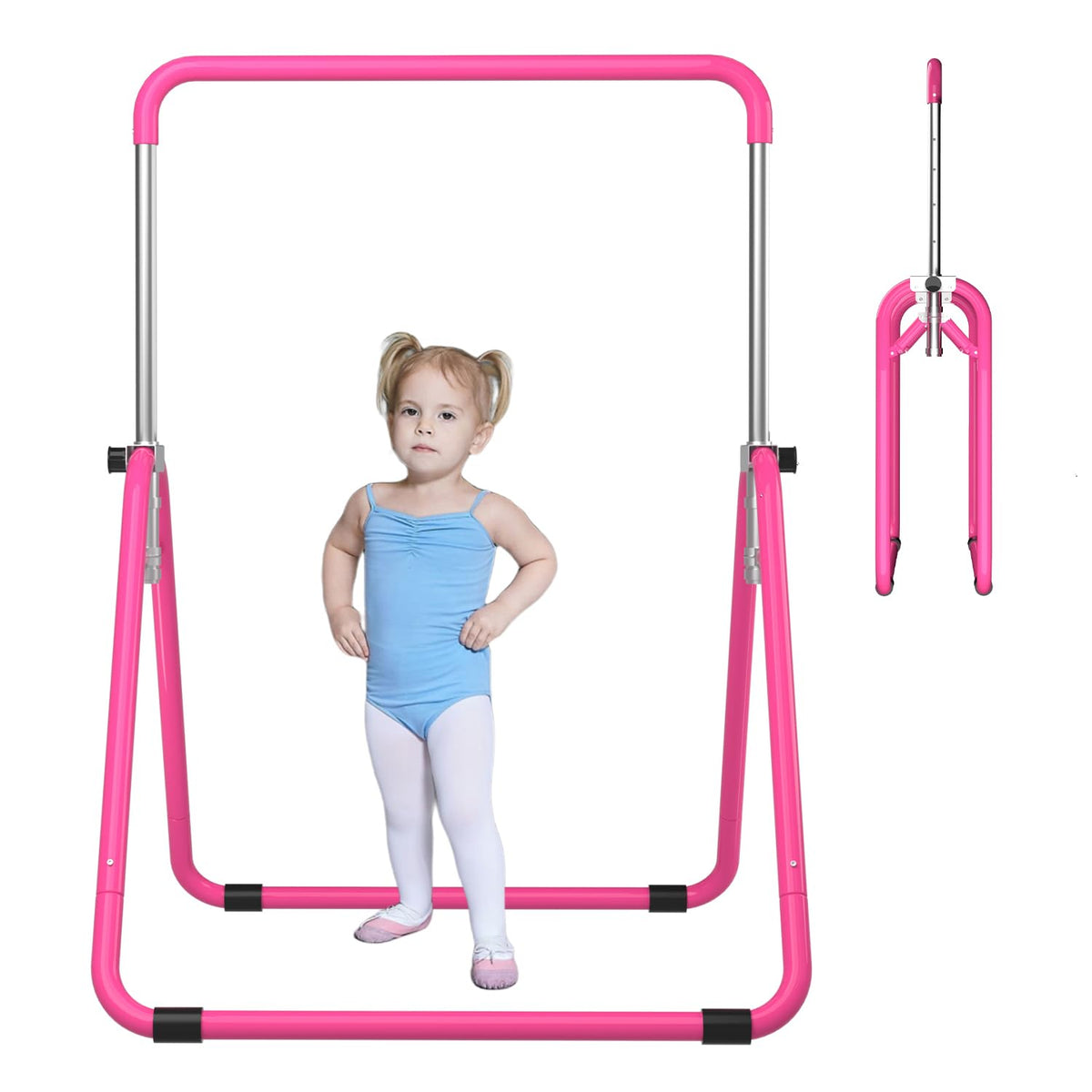 DOBESTS Kids Gymnastics Bar – Adjustable Height Folding Horizontal Training Bar