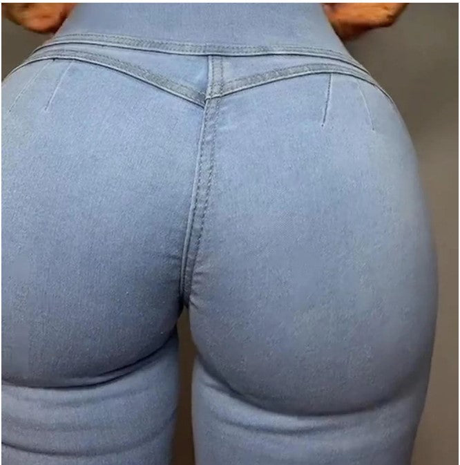 Women’s Peach Butt Shaping Fitness Jeans – High-Waist Stretch Slim-Fit Denim