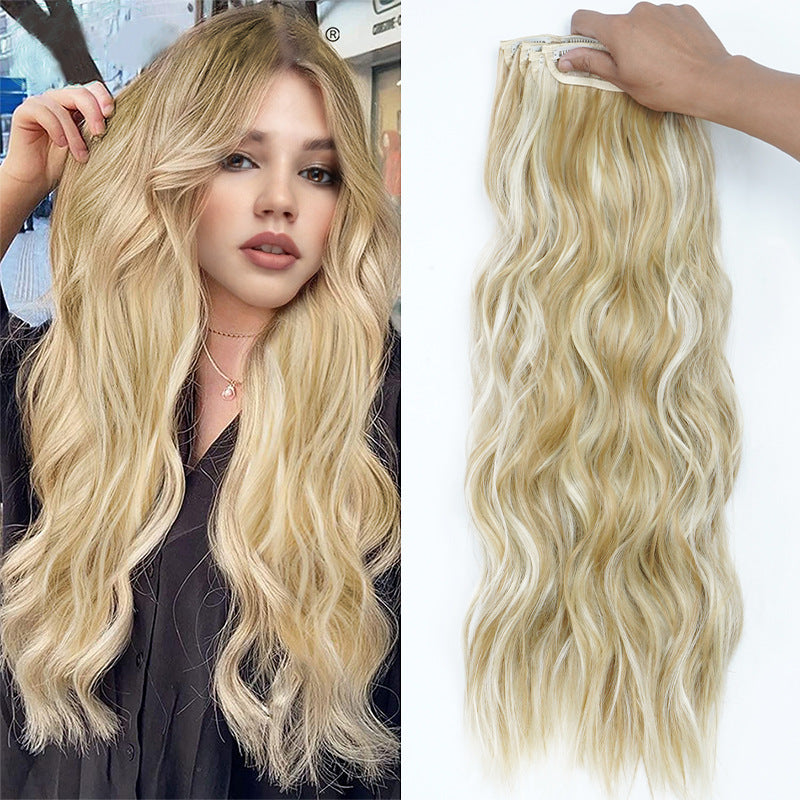 4-Piece 22-Inch Wavy Clip-In Hair Extensions for Women – Synthetic Water Wave Set