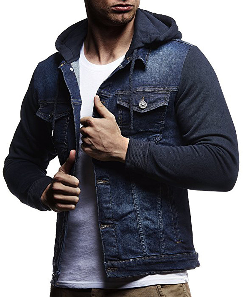 Men’s Casual Knitted Hooded Denim Jacket – USA