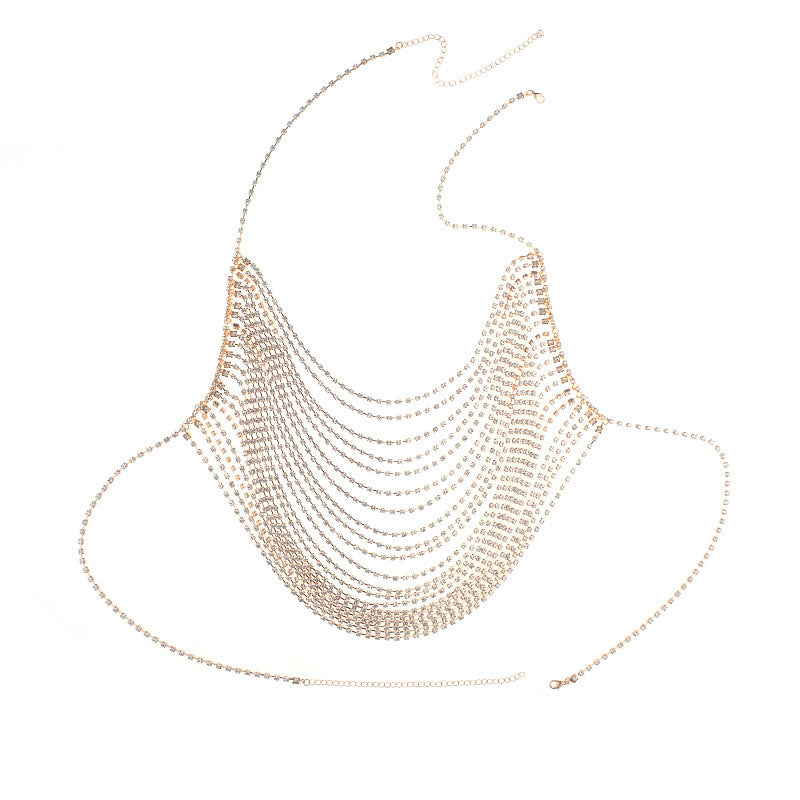 Women’s Rhinestone Body Chain – Gold & Silver Nightclub Statement Jewelry