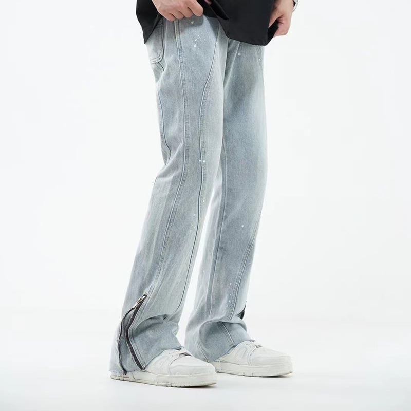 Men’s Simple Slightly Elastic Flare Jeans – Cotton Light Blue Korean-Style Denim, S–2XL